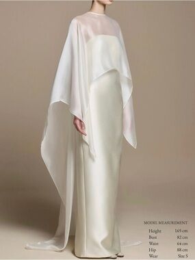 Elegant Ivory Maxi Dress with Sheer Cape Overlay